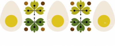 Illustration med ägghalva och persiljeblad i ett mönster